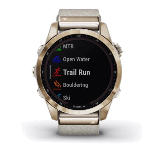 Смарт-часы Garmin Fenix 7S Sapphire Solar Cream Gold Titanium with Cream Heathered Nylon Band (010-02539-39): Сенсорный экран есть