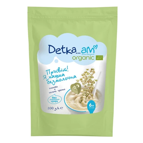 Каша безмолочная органическая Detka Am Organic Злаковая с зеленой гречкой 200 г