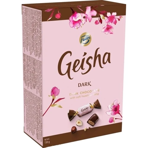 Конфеты Fazer Geisha Dark Chocolate черный шоколад с начинкой из фундука 150 г (641645072817): Вес, г 150