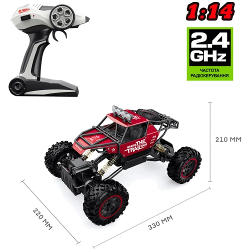 Автомобиль OFF-ROAD CRAWLER на р/у – Where the trail ends (красный, аккум.7.2V, металл. корпус,1:14) (SL-121RHMR): Привод Полный