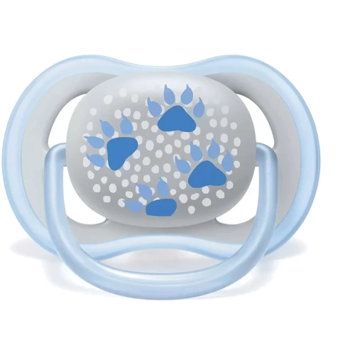 Пустышка Philips AVENT Ultra Air с декором для мальчиков 0-6 мес 2 шт (SCF085/03): Форма соски ортодонтическая