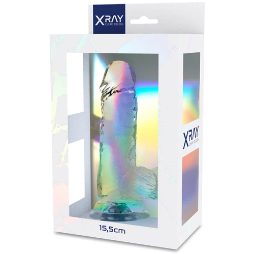 Прозрачный фаллоимитатор с мошонкой XRAY