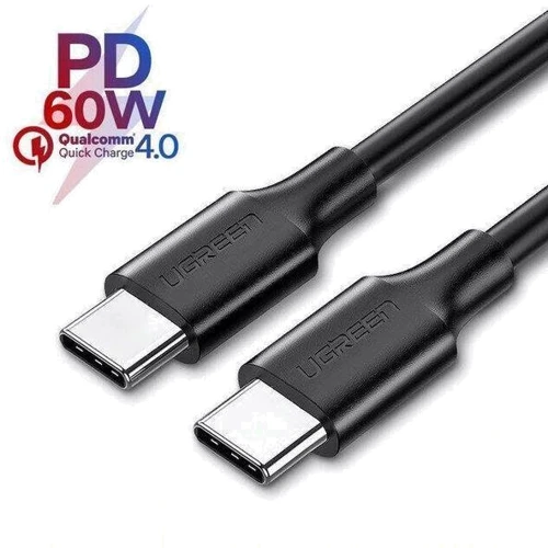 Кабель UGREEN USB-C to USB-C US286 3A 60W 1.5m Black фото 3