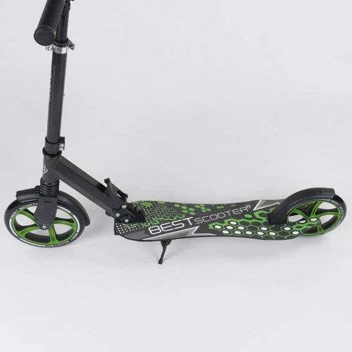 Самокат дитячий Best Scooter з PU колесами, затискачем керма і 1 амортизатором Black / Green (88919): Кількість коліс 2
