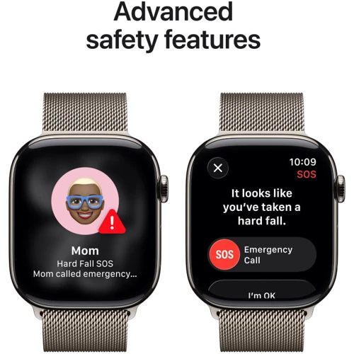 Apple Watch Series 11 GPS + Cellular 46mm Natural Titanium Case with Natural Milanese Loop - S/M (MFCY4)