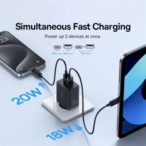 Зарядное устройство Baseus Wall Charger USB-C+USB Cube Fast Charger 20W Cluster Black (P10111403113-00) фото 14