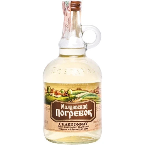 Вино Bostavan Молдовський Погребок Шардоне, біле напівсолодке, 1л 12.5% (DDSAU8P009)