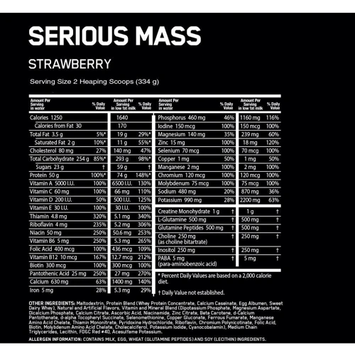Гейнер Optimum Nutrition Serious Mass 5440 g /16 servings/ Strawberry: Пол Унисекс