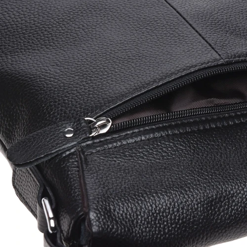 Мужская сумка планшет Borsa Leather черная (k19137-black): Тип ручки Плечевой ремень, Без ручки