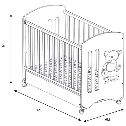 Ліжечко дитяче Micuna Sweet Bear White 120х60 біле (SWEET BEAR BASIC WHITE): Стінка, що опускається Есть