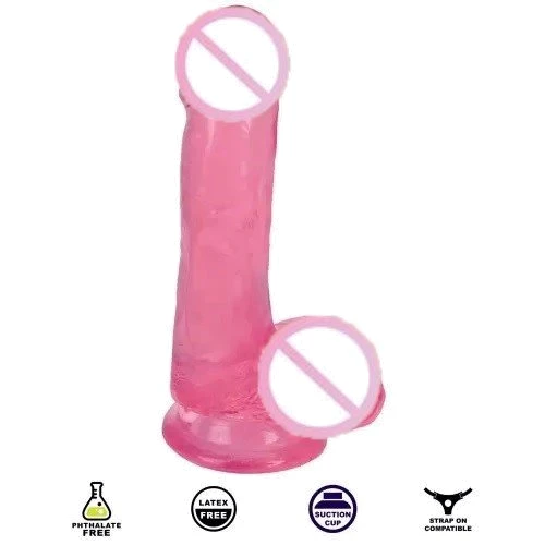 Реалистичный фалоимитатор Xr Brands 6 Inch Slim Stick with Balls Cherry Ice Dildo