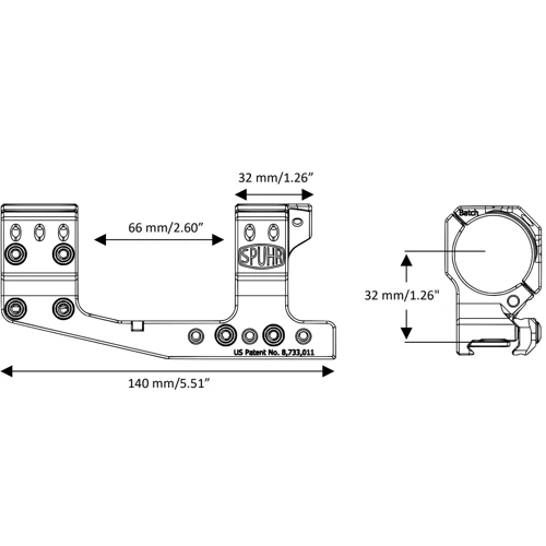 Моноблок Spuhr SP-4026C Gen3 Ø34 H32mm/1.26" Сплав Picatinny (Винос 70mm) (SP-4026C)