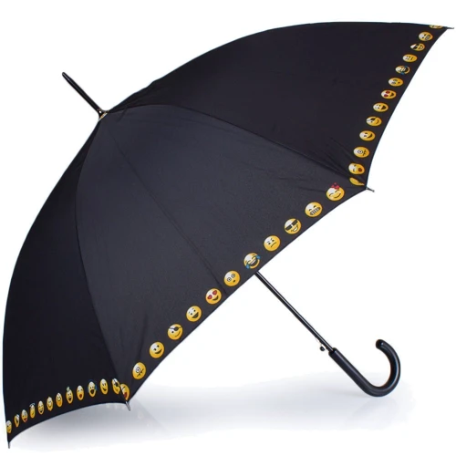 Зонт-трость женский полуавтомат HAPPY RAIN черный (U41086-3): Фасон Трость