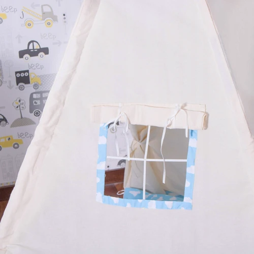 Детская палатка Springos Tipi XXL вигвам бело-голубая (TIP05)