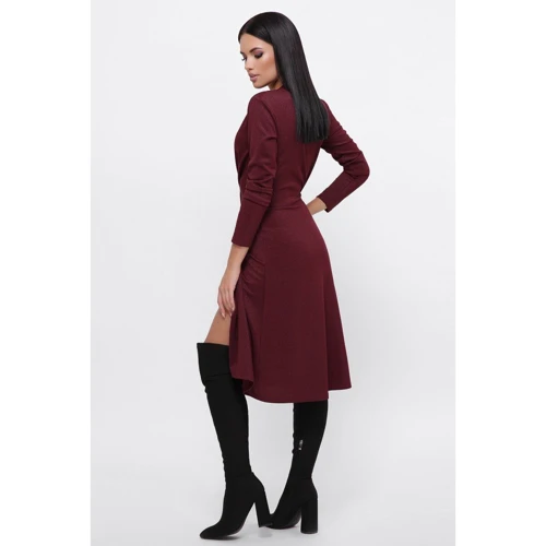 Платье FashionUp PL-1795B 42 бордовое повседневное удлиненное миди: Состав Вискоза, Полиэстер, Эластан