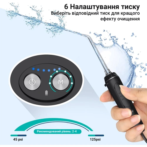 Зубная щетка H2Ofloss HF-3 Pro 18.5W 2500mAh black: Тип Ирригатор
