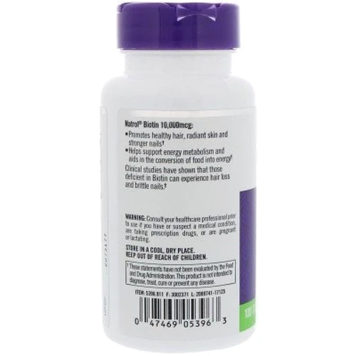 Natrol Biotin 10,000 mcg 100 Tabs Биотин максимум: Форма выпуска Таблетки