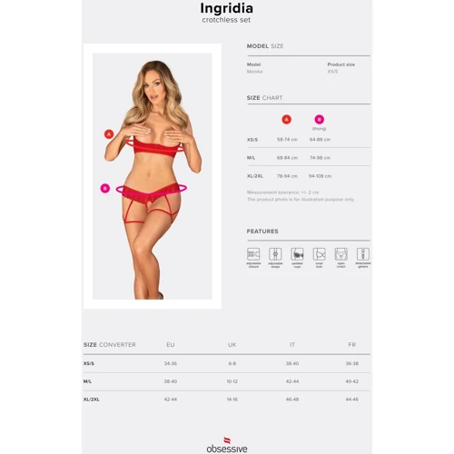 Комплект Obsessive Ingridia 2-pcs crotchless set XS/S