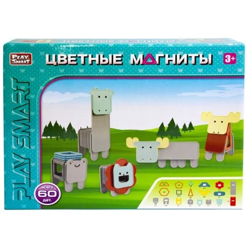 Конструктор магнитный Play Smart Животные, 60 деталей (2469)