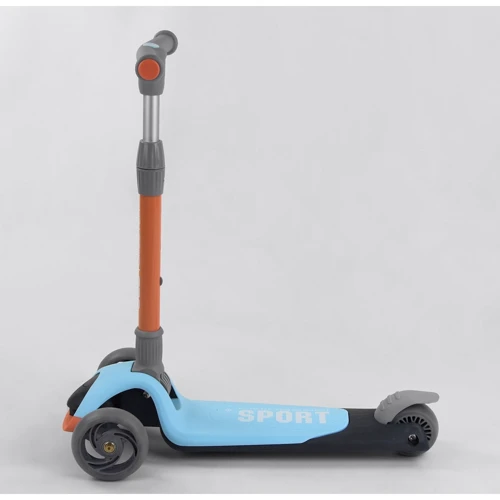 Самокат триколісний Best Scooter складаний алюмінієвий кермо, 3 колеса PU зі світлом Blue / Orange (102032): Тип гальма ножний