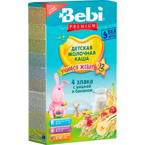 Каша молочная 4 злака с вишней и бананом (3838471018548)