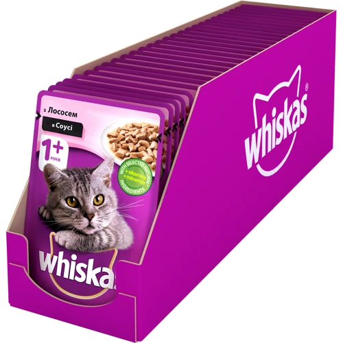 Влажный корм для котов Whiskas с лососем в соусе 100г (4770608239152): Основные ингредиенты Лосось