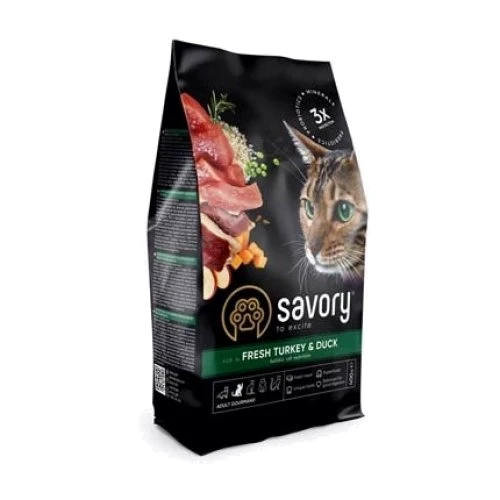 Сухой корм Savory Adult Cat Gourmand Fresh Turkey & Duck для привередливых котов 2 кг (30051)