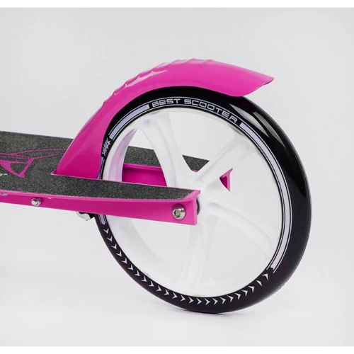 Дитячий двоколісний самокат з ручним гальмом Best Scooter Shark Рожевий (42011): Матеріал коліс полиуретан