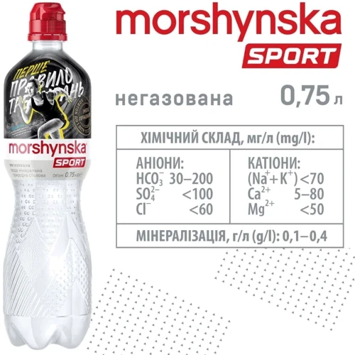 Вода Моршинська Спорт минеральная природная столовая негазированная 12х0.75 л (DS482001700066612): Объем, л 9