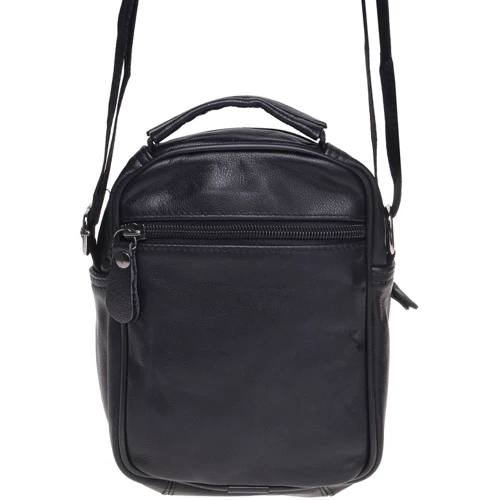 Мужская сумка через плечо Borsa Leather черная (K101b-black): Материал Натуральная кожа