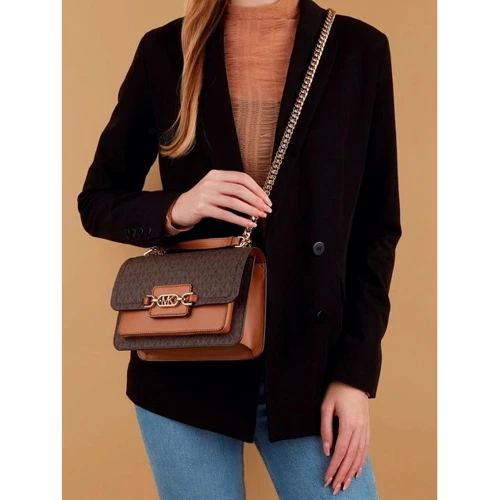 Жіноча сумка крос боді Michael Kors HEATHER LG SHLDR темно-коричнева (30S2G7HL3B252): Фактура Сап'яну, матова
