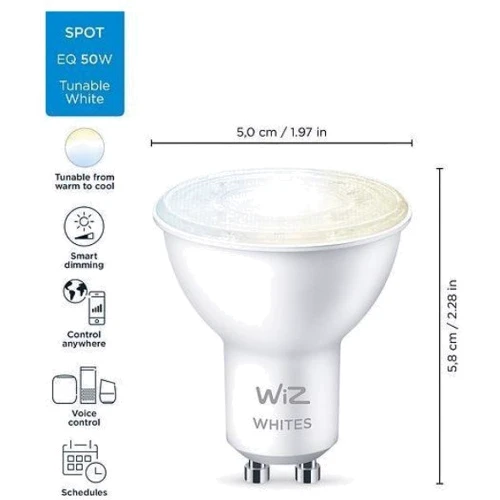 Розумна лампочка WiZ GU10 4.7W, 50W, 345Lm, 2700-6500K, Wi-Fi фото 8