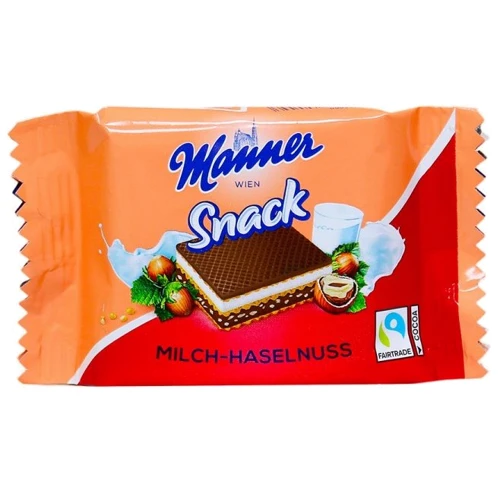 Вафли в шоколаде Manner Snack Milch-Haselnuss с молочно-ореховым кремом 25 г (90155666)