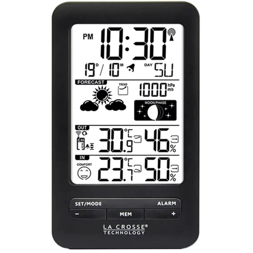 Метеостанция La Crosse WS6210 Black: Метео измерения Точка росы, Внутренняя влажность, Внешняя температура, Внешняя влажность, Атмосферное давление