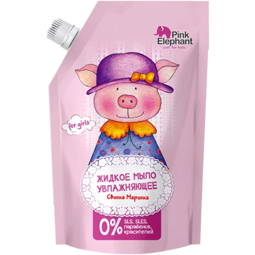 Pink Elephant Жидкое мыло увлажняющее Свинка Маринка дой-пак 500 ml