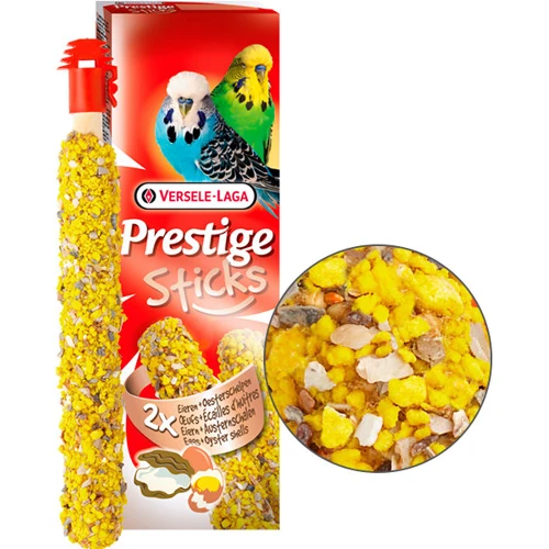 Лакомство Versele-Laga Prestige Sticks Budgies Eggs&Oyster Shells для волнистых попугаев с яйцом и раковинами устриц 60 г