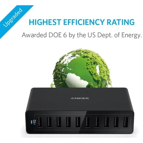 Зарядний пристрій ANKER PowerPort 10 60W 10-port V3 Black (A2133L11): Тип мережеве