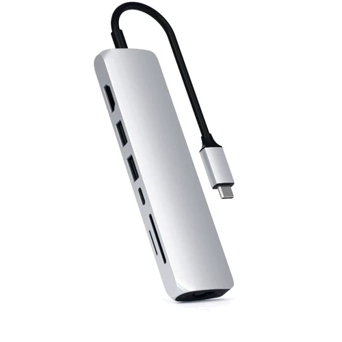 Адаптер Satechi Adapter USB-C to 2xUSB3.0+HDMI+USB-C+RJ45+SD Silver (ST-UCSMA3S)