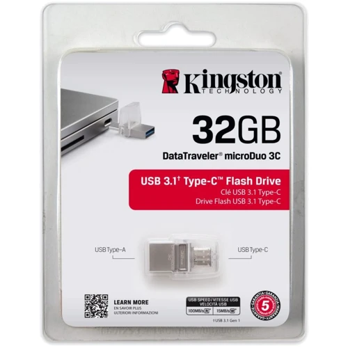 USB-флешка Kingston 32GB DataTraveler MicroDuo USB 3.1/Type-C Metal Silver (DTDUO3C/32GB) фото 4