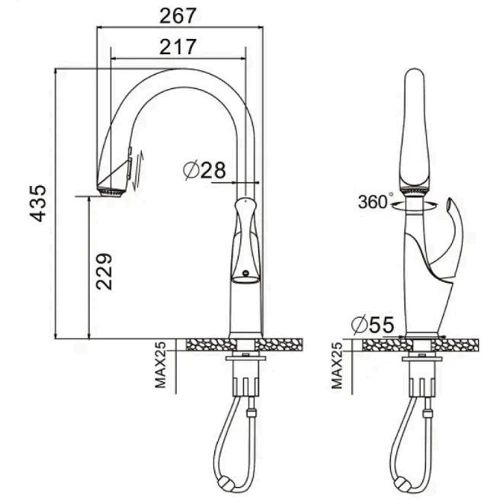 Смеситель для кухонной мойки "Лебедь" Nett SWB-435 Black