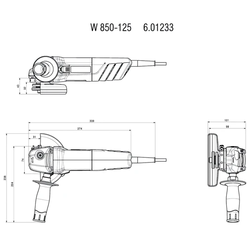 Болгарка (Угловая шлифмашина) Metabo W 850-125 (603608010): Тип машины угловая