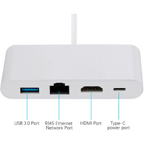 Адаптер Dynamode USB-C to HDMI + USB-C + USB 3.0 + RJ45 Silver фото 4