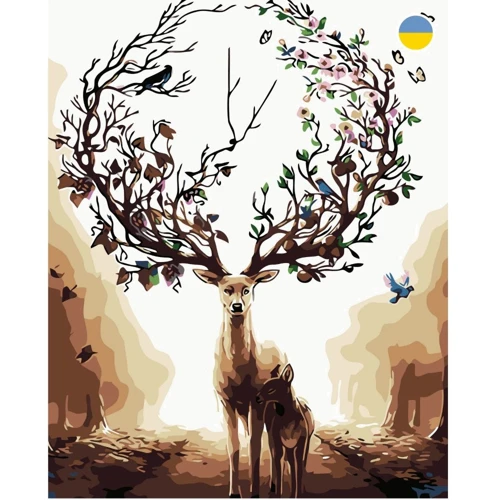 Картина по номерам Origami Цветущий олень 40x50 см LW407