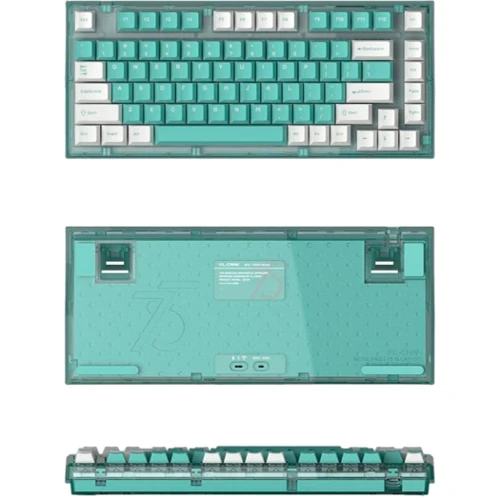 Клавіатура FL Esports Q75 CPM Azure Green Kailh MX Cool Mint Switch Wireless Three-Mode: Додатково вбудований USB-хаб, підсвічування клавіш