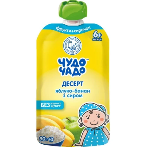Десерт Чудо-Чадо Яблуко-банан з сиром без цукру з 6 місяців 90 г