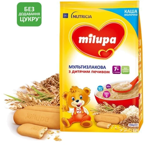 Milupa каша молочная 210 г мультизлаковая с детским печеньем от 7 мес.: Вид каши Мультизлаковая