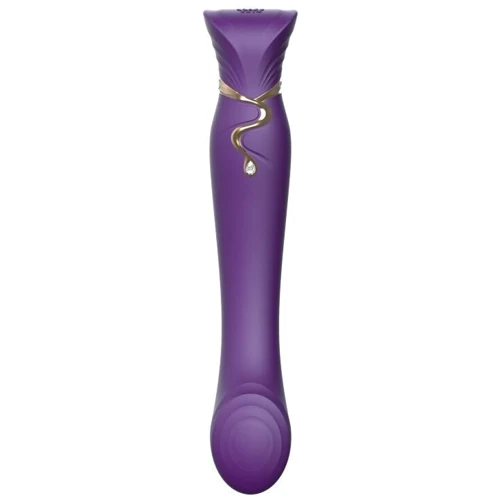 Смартвибратор 3в1 Zalo - Queen Twilight Purple, пульсирующая жемчужина и вакуум, кристалл Swarovski