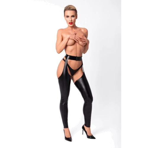 Леггинсы с открытыми бедрами Noir Handmade F323 Rebel wetlook chaps Black, XXL