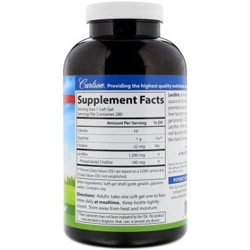 Carlson Labs Lecithin 100 Soft Gels Лецитин: Тип Лецитин