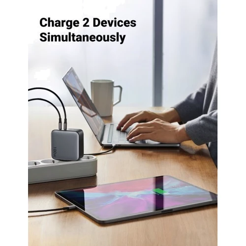 Зарядное устройство Ugreen Wall Charger 2xUSB-C CD254 GaN 100W Black (50327): Кабель в комплекте отсутствует